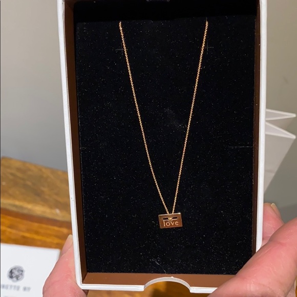 Ginette NY Love plate necklace in 18K rose gold - Picture 3 of 4